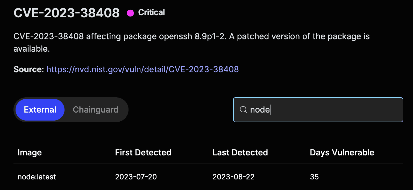 An image showing the filter functionality in the Chainguard Academy searchbar.