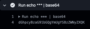 Image showing Run echo *** | base64.