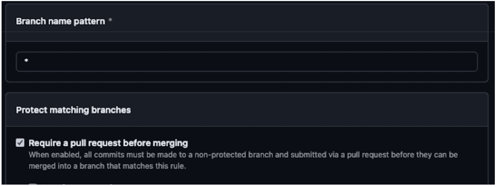 Image showing branch name pattern entry.