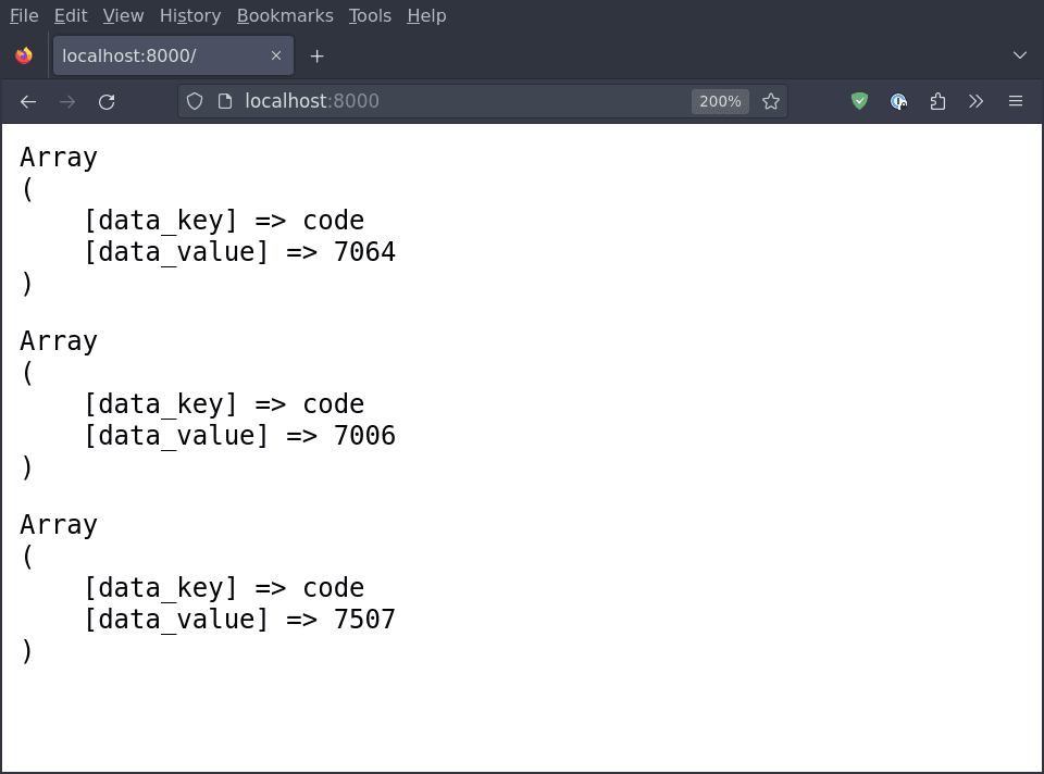 Image showing the output of the sample MariaDB application described previously.